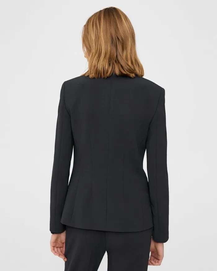 Women Blazers Jackets Theory Angled Blazer In Admiral Crepe Black