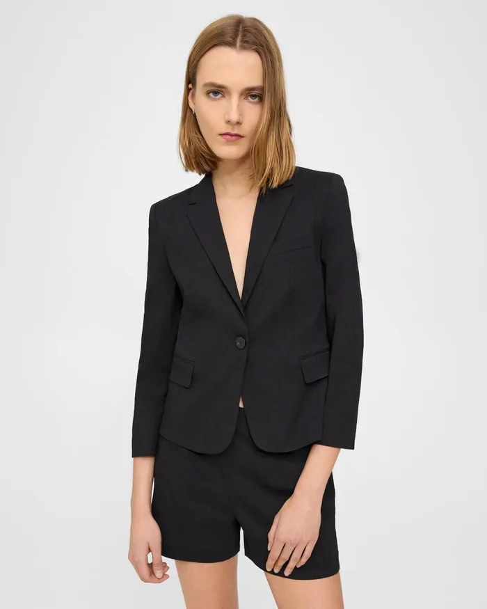 Women Blazers Jackets Theory Boxy Blazer In Good Linen Black