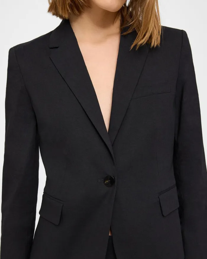 Women Blazers Jackets Theory Boxy Blazer In Good Linen Black