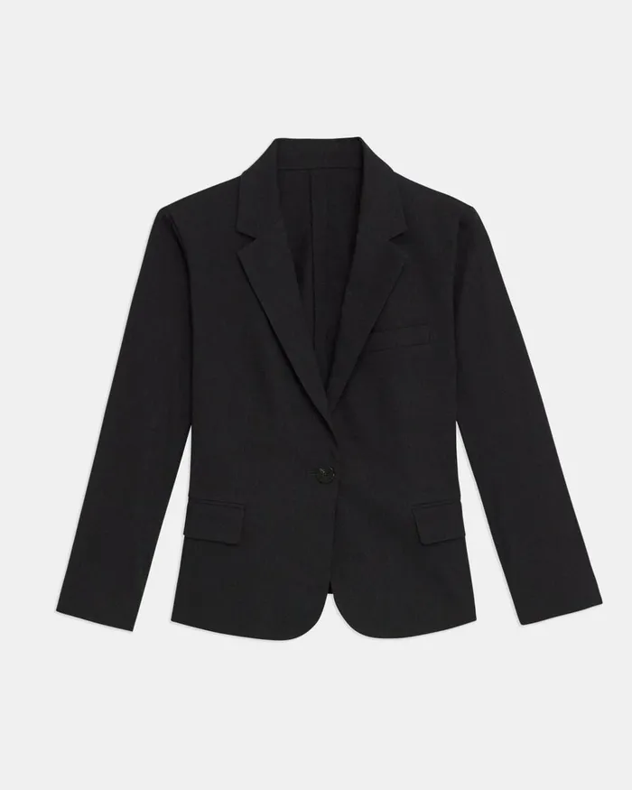 Women Blazers Jackets Theory Boxy Blazer In Good Linen Black