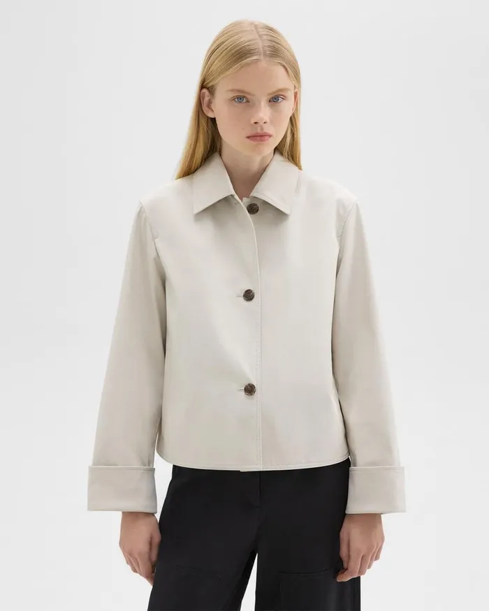 Women Blazers Jackets Theory Cuffed Oversize Jacket In CottonBlend Sand