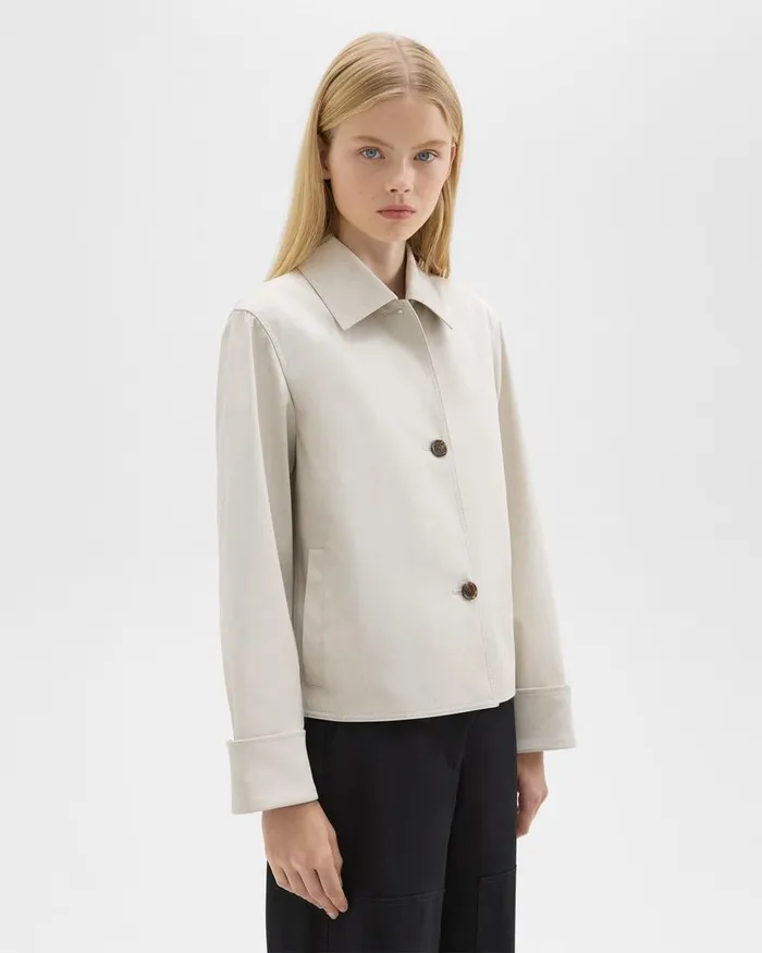 Women Blazers Jackets Theory Cuffed Oversize Jacket In CottonBlend Sand