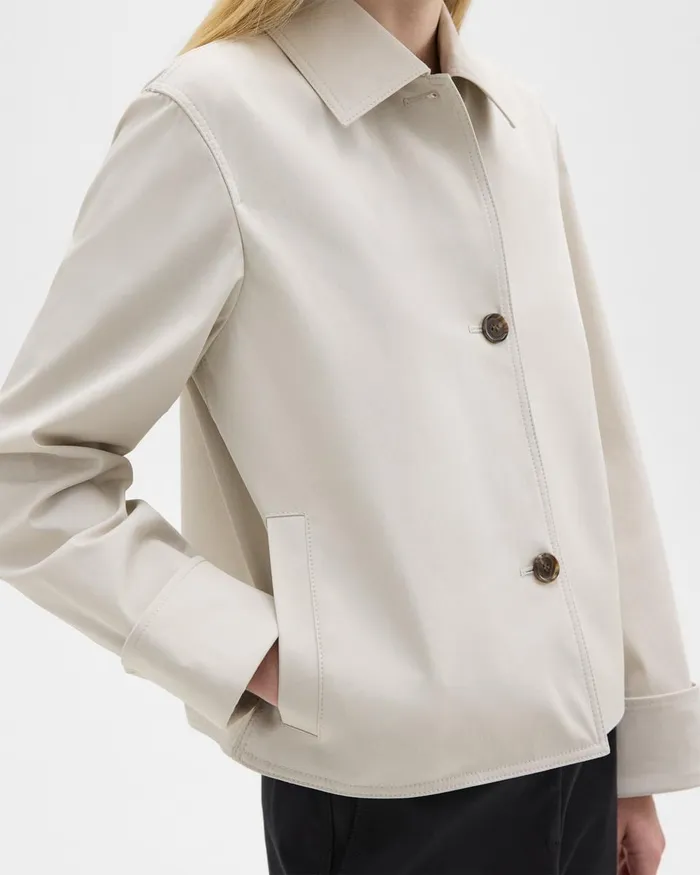 Women Blazers Jackets Theory Cuffed Oversize Jacket In CottonBlend Sand