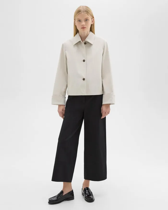 Women Blazers Jackets Theory Cuffed Oversize Jacket In CottonBlend Sand