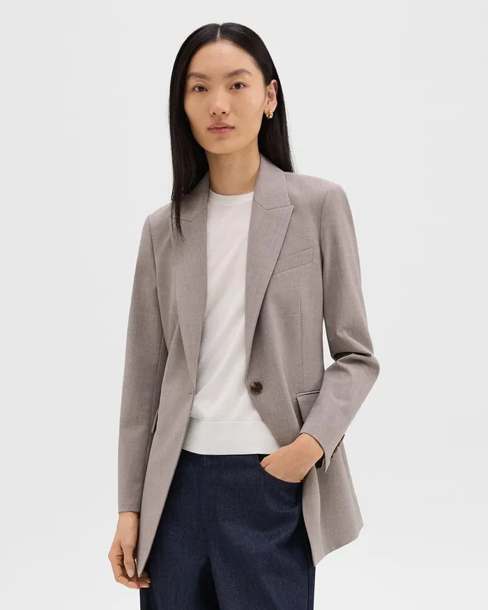 Women Blazers Jackets Theory Etiennette Blazer In Good Wool Cinder Melange