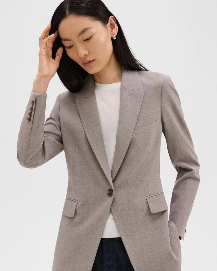 Women Blazers Jackets Theory Etiennette Blazer In Good Wool Cinder Melange
