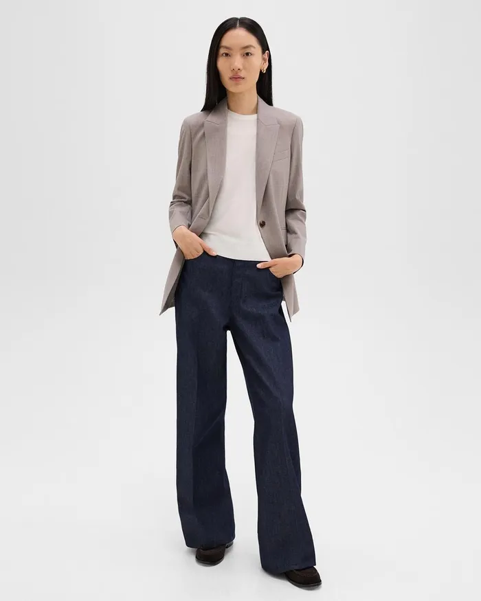 Women Blazers Jackets Theory Etiennette Blazer In Good Wool Cinder Melange