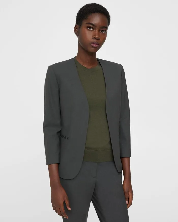 Women Blazers Jackets Theory Lindrayia Blazer In Good Wool Deep Green