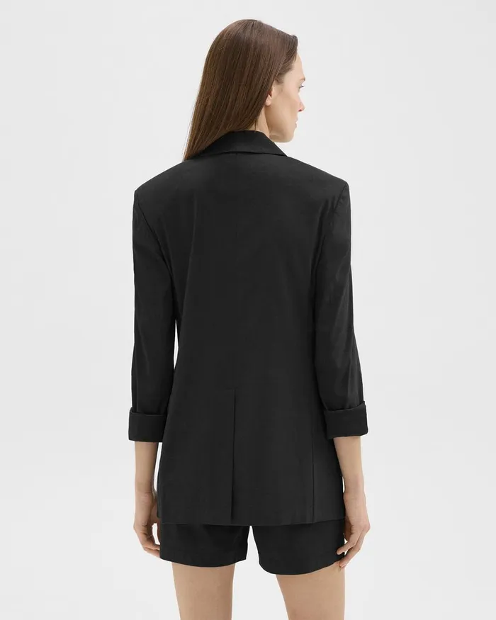 Women Blazers Jackets Theory Rolled Sleeve Blazer In Good Linen Black