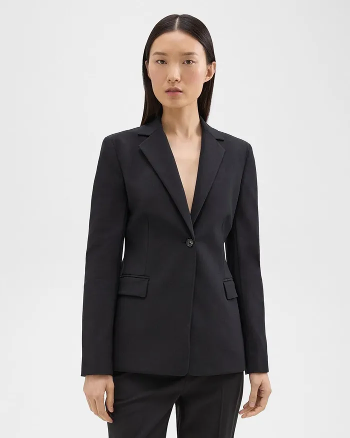 Women Blazers Jackets Theory Sculpted Blazer In Stretch CottonBlend Black