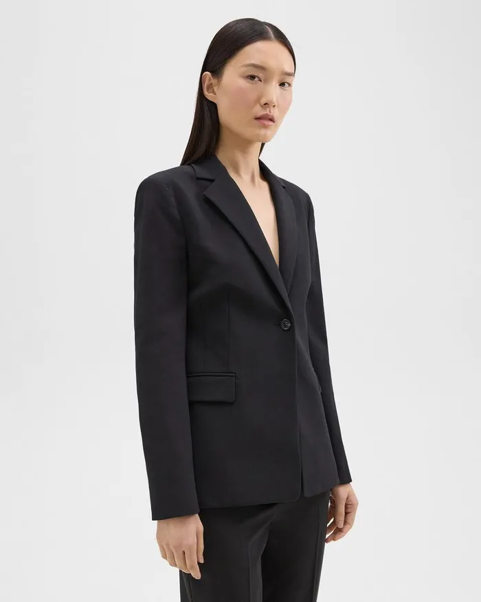 Women Blazers Jackets Theory Sculpted Blazer In Stretch CottonBlend Black