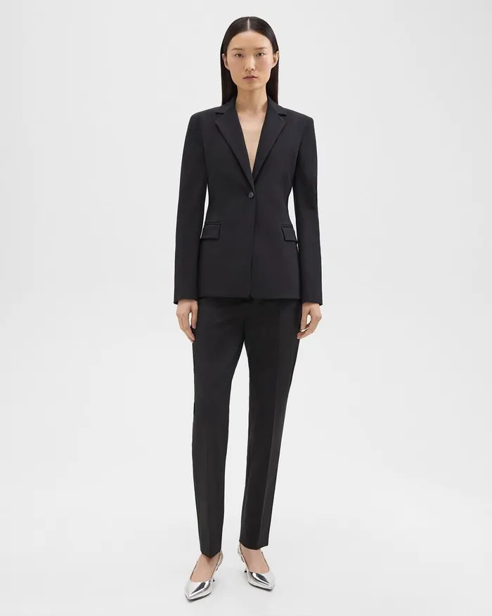 Women Blazers Jackets Theory Sculpted Blazer In Stretch CottonBlend Black