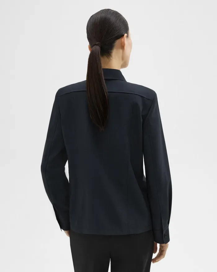 Women Blazers Jackets Theory Tailored Virgin Wool Shirt Jacket Midnight