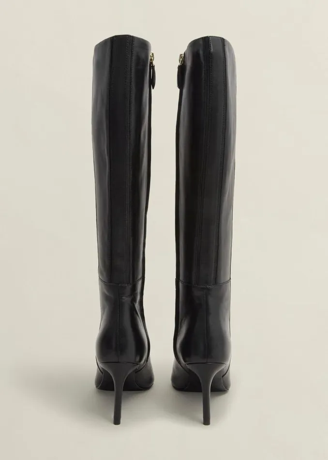 Women Boots Hobbs Aliya Leather Knee Boots Black
