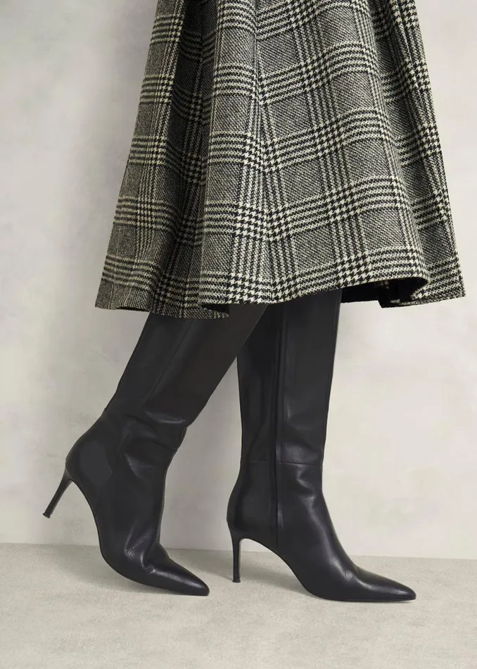 Women Boots Hobbs Aliya Leather Knee Boots Black