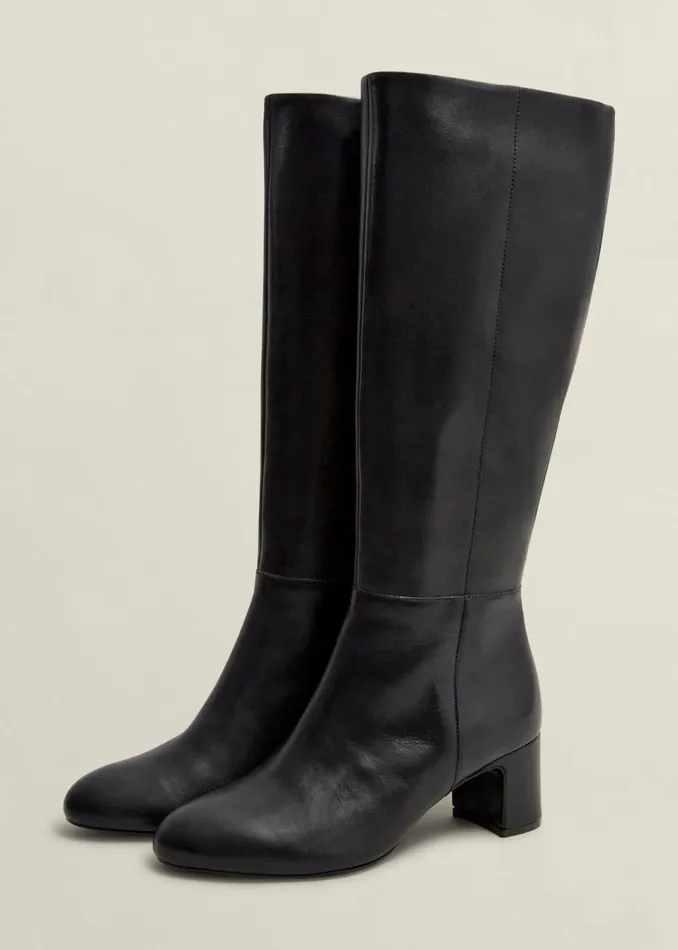 Women Boots Hobbs Caroline Leather Knee Boots Black