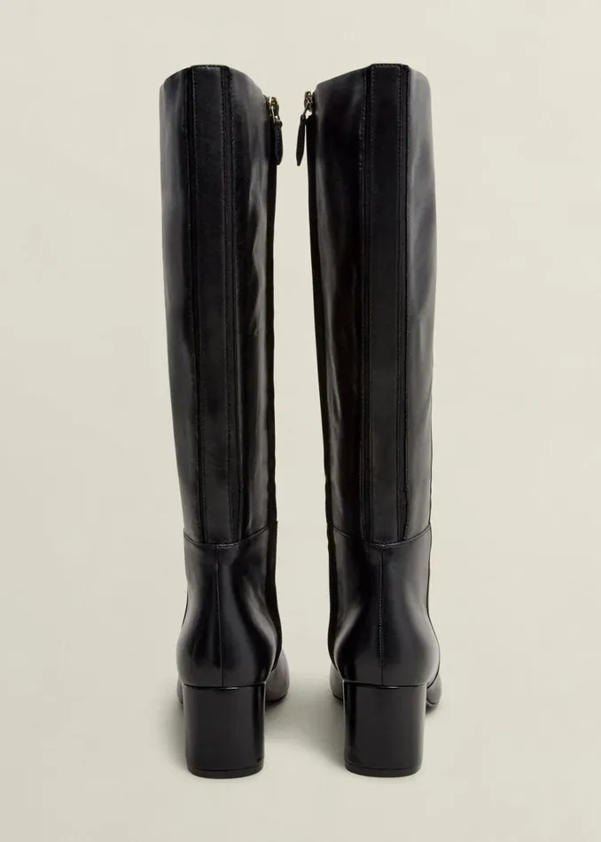 Women Boots Hobbs Caroline Leather Knee Boots Black