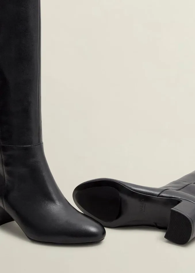 Women Boots Hobbs Caroline Leather Knee Boots Black