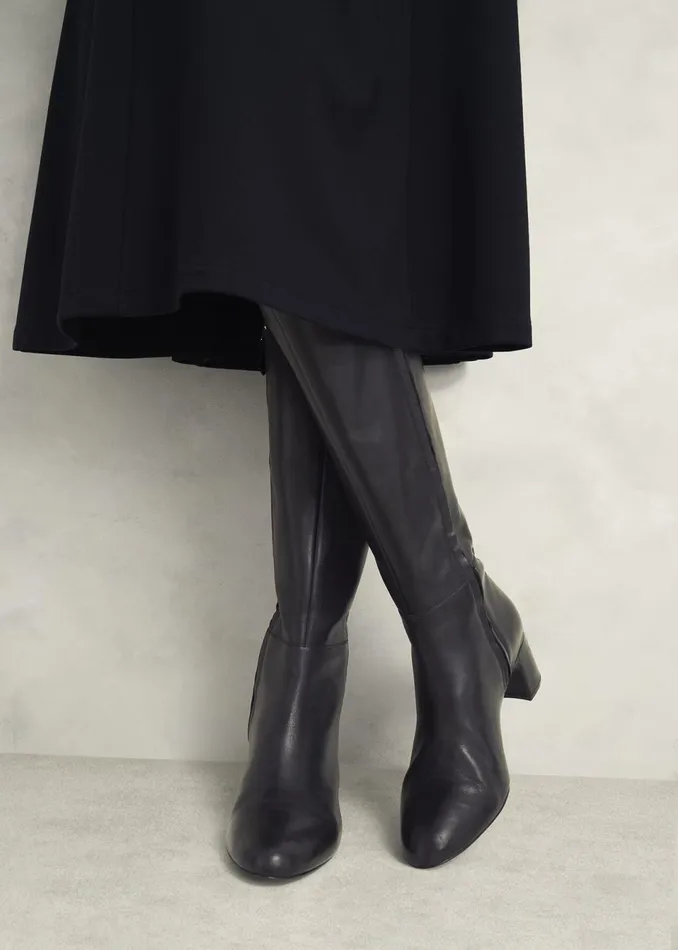 Women Boots Hobbs Caroline Leather Knee Boots Black