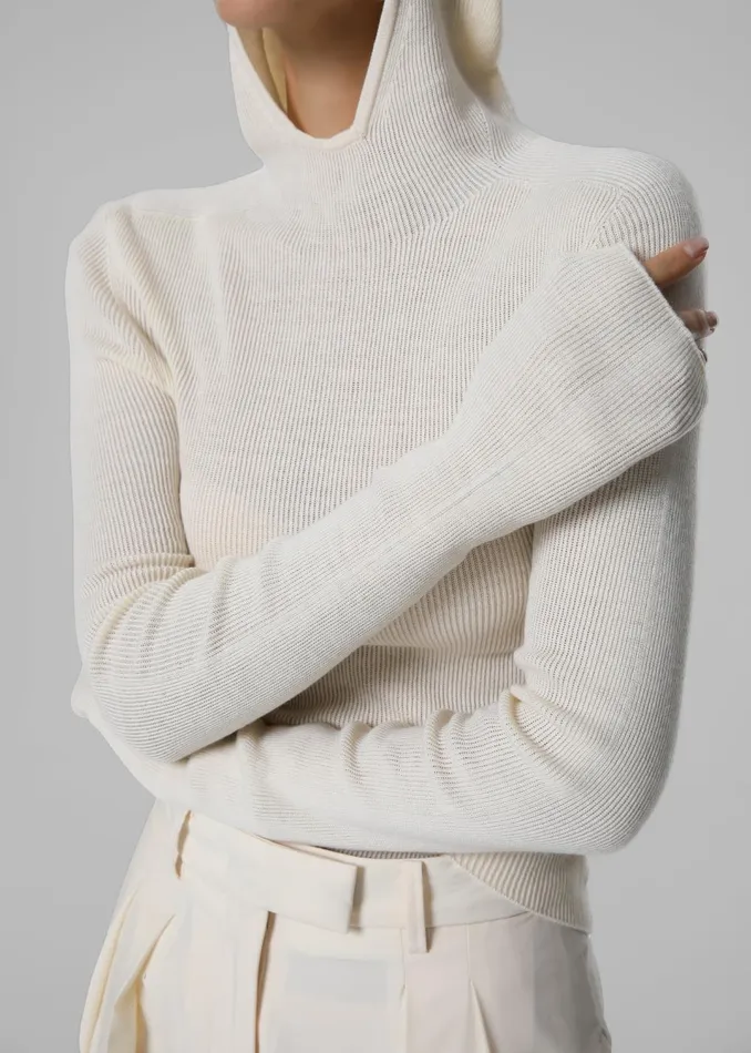 Women Brandi Knit Hoodie Top 8211 White The Frankie Shop Knitwear