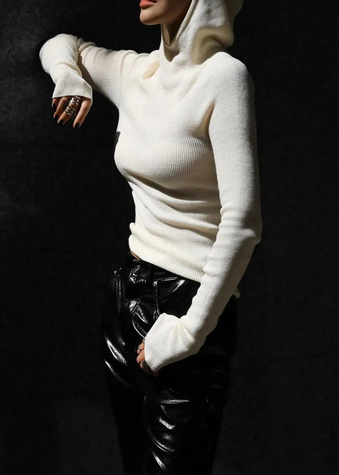 Women Brandi Knit Hoodie Top 8211 White The Frankie Shop Knitwear