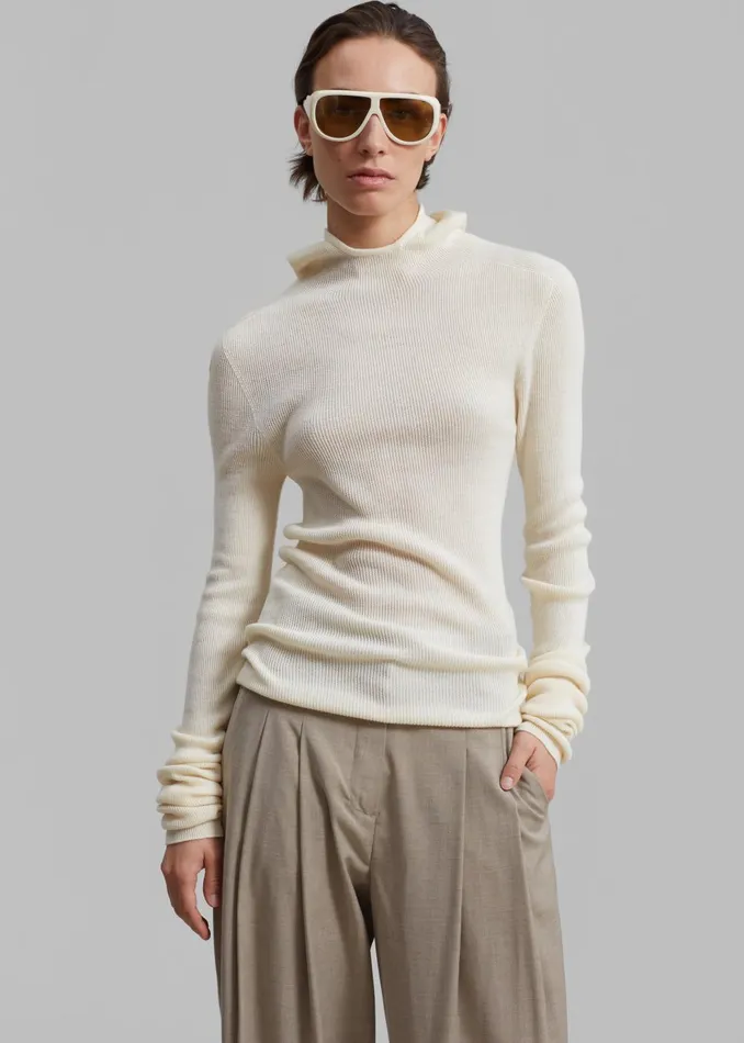 Women Brandi Knit Hoodie Top 8211 White The Frankie Shop Knitwear