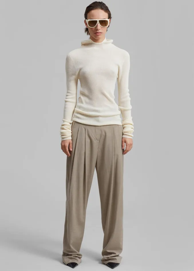 Women Brandi Knit Hoodie Top 8211 White The Frankie Shop Knitwear