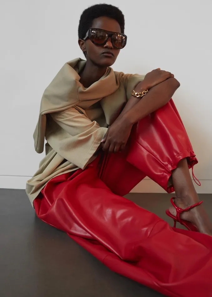 Women Briar Faux Leather Balloon Pants 8211 Red The Frankie Shop Bottoms
