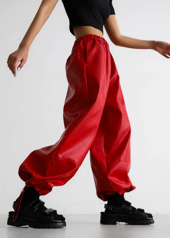 Women Briar Faux Leather Balloon Pants 8211 Red The Frankie Shop Bottoms