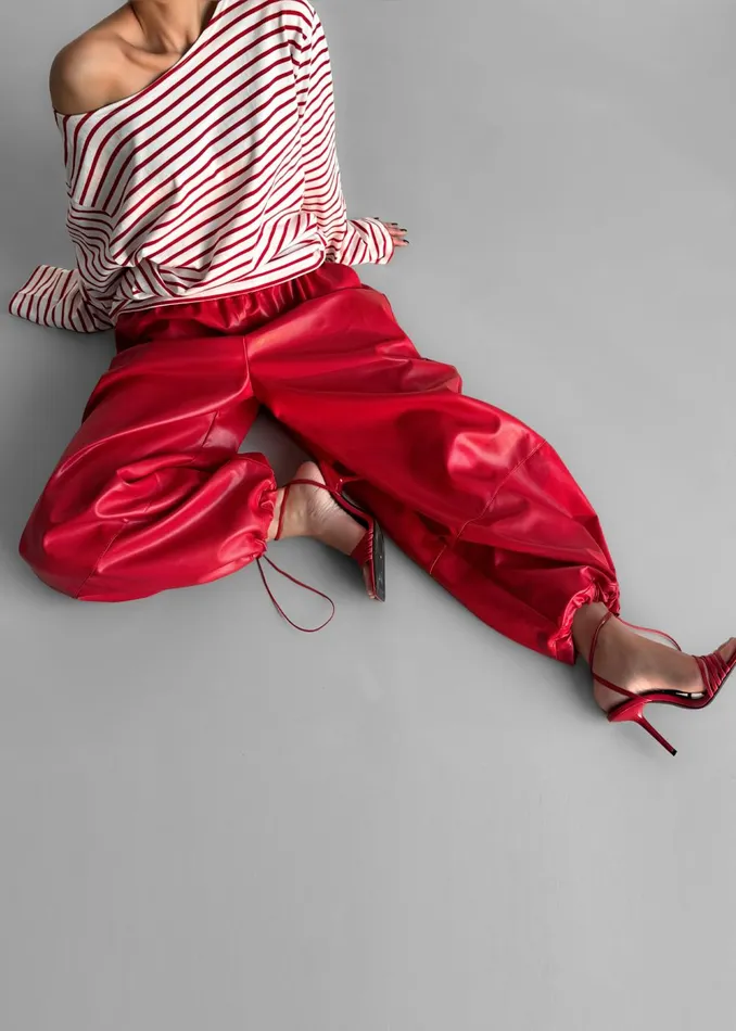 Women Briar Faux Leather Balloon Pants 8211 Red The Frankie Shop Bottoms
