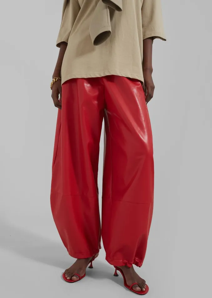 Women Briar Faux Leather Balloon Pants 8211 Red The Frankie Shop Bottoms