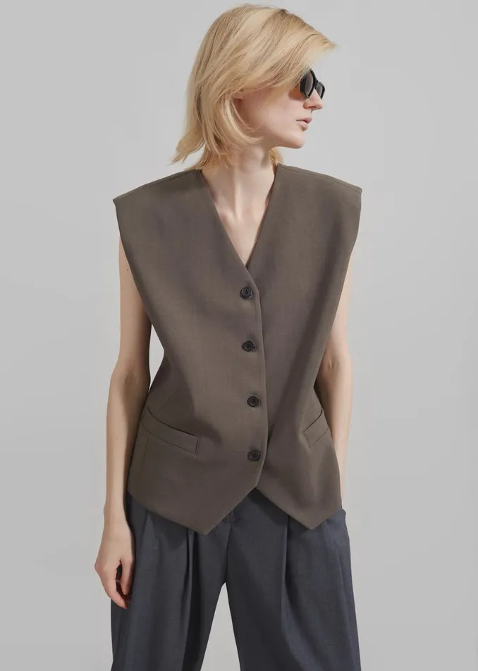 Women Brittany Vest 8211 Brown The Frankie Shop Outerwear