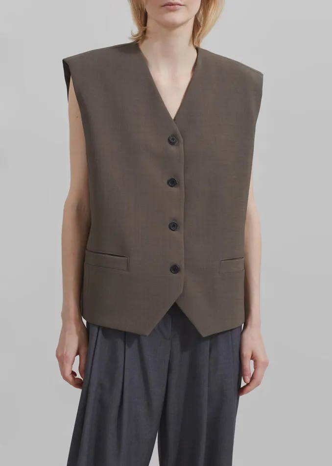 Women Brittany Vest 8211 Brown The Frankie Shop Outerwear