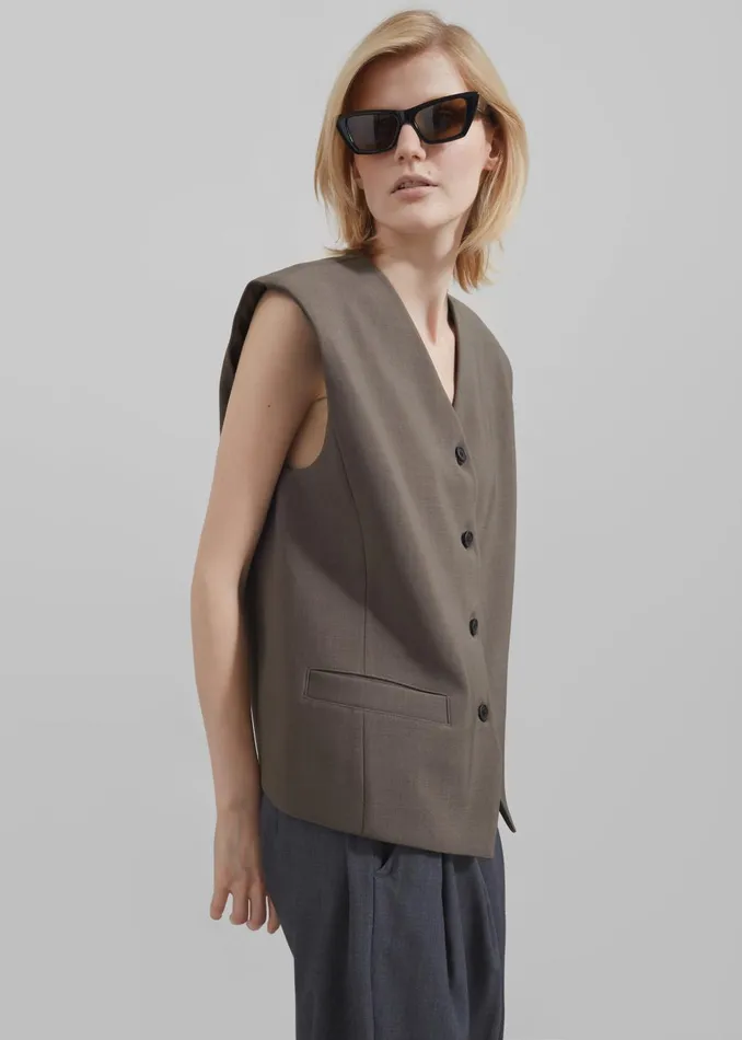 Women Brittany Vest 8211 Brown The Frankie Shop Outerwear