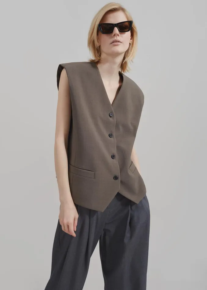 Women Brittany Vest 8211 Brown The Frankie Shop Outerwear