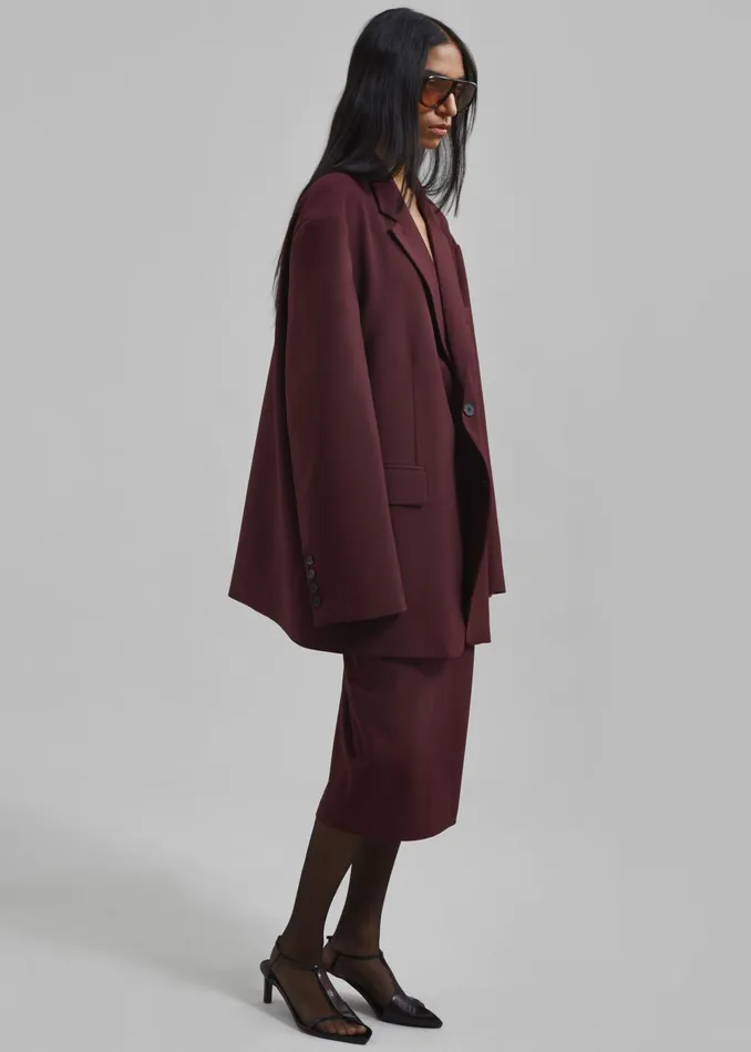 Women Brooklyn Blazer 8211 Burgundy The Frankie Shop Outerwear