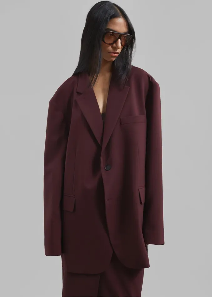 Women Brooklyn Blazer 8211 Burgundy The Frankie Shop Outerwear