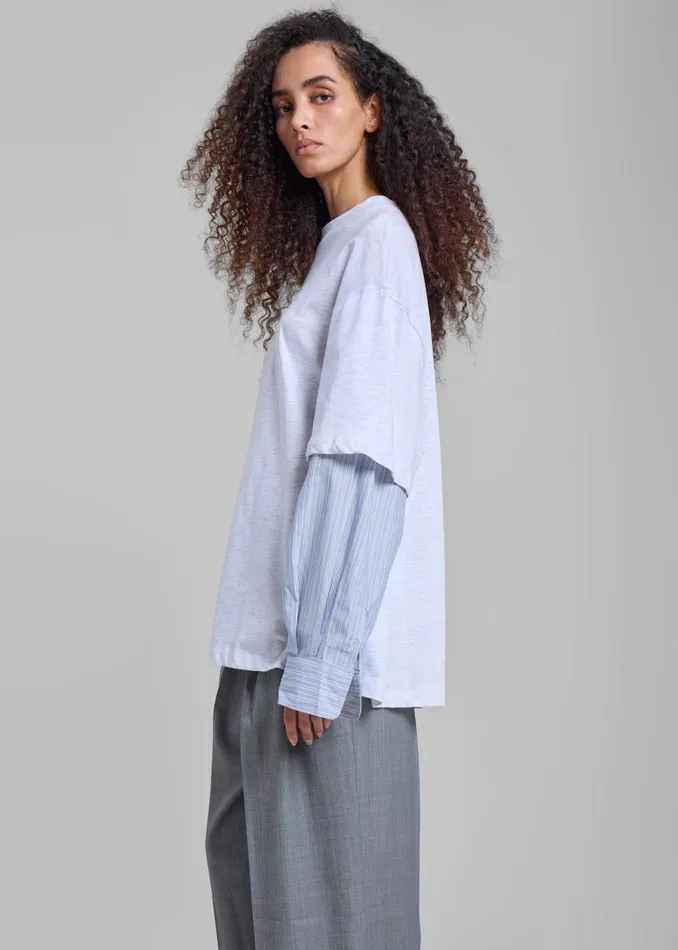 Women Bryton Layered Tee 8211 Light GreyBlue The Frankie Shop Tops