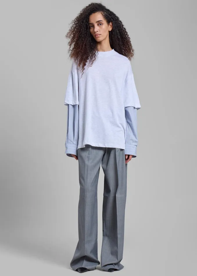 Women Bryton Layered Tee 8211 Light GreyBlue The Frankie Shop Tops