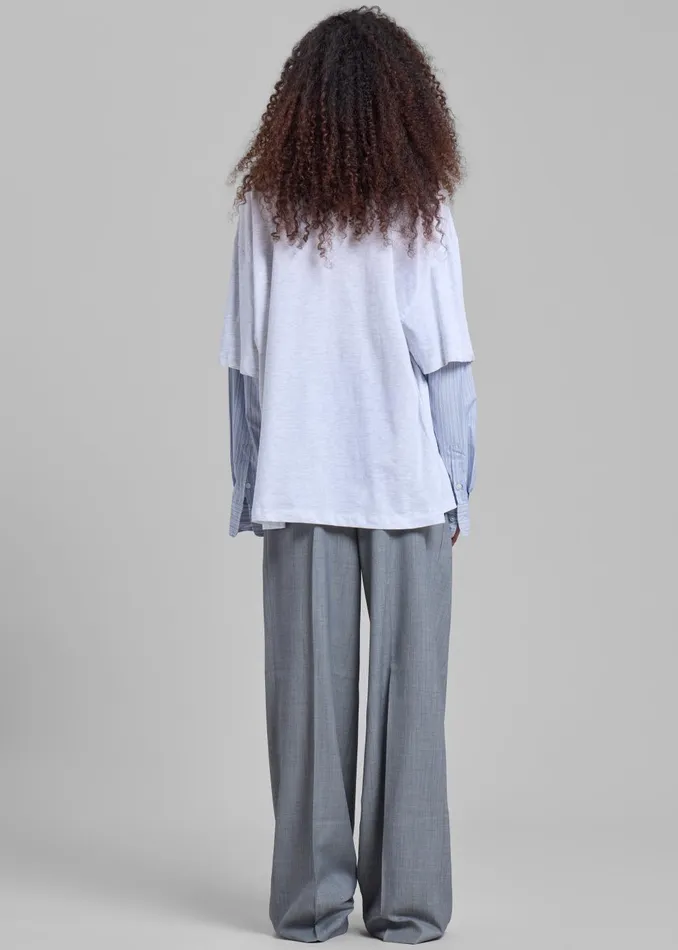 Women Bryton Layered Tee 8211 Light GreyBlue The Frankie Shop Tops