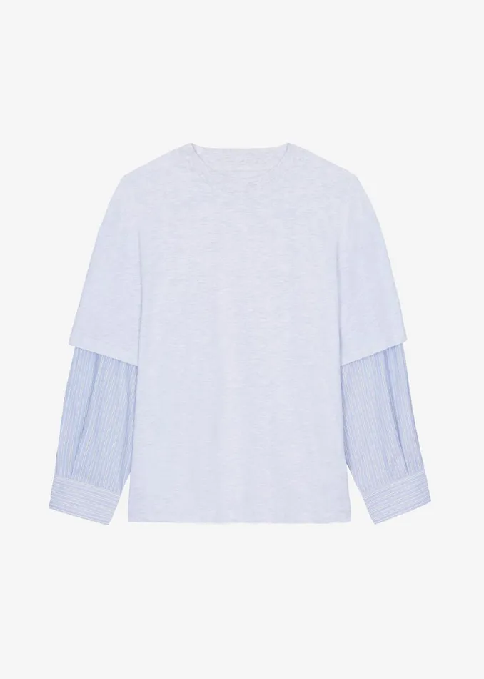 Women Bryton Layered Tee 8211 Light GreyBlue The Frankie Shop Tops