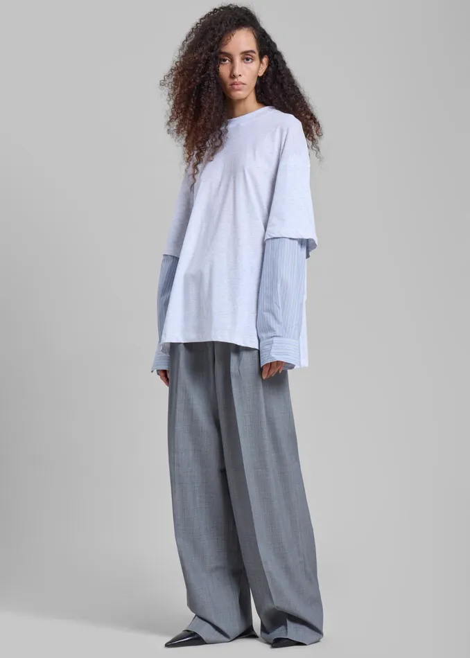 Women Bryton Layered Tee 8211 Light GreyBlue The Frankie Shop Tops