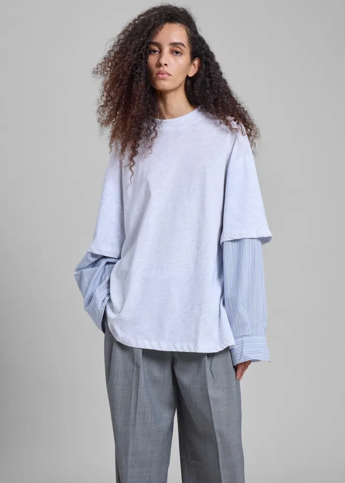 Women Bryton Layered Tee 8211 Light GreyBlue The Frankie Shop Tops