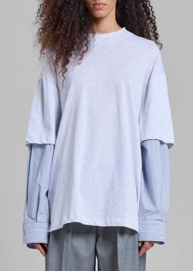 Women Bryton Layered Tee 8211 Light GreyBlue The Frankie Shop Tops