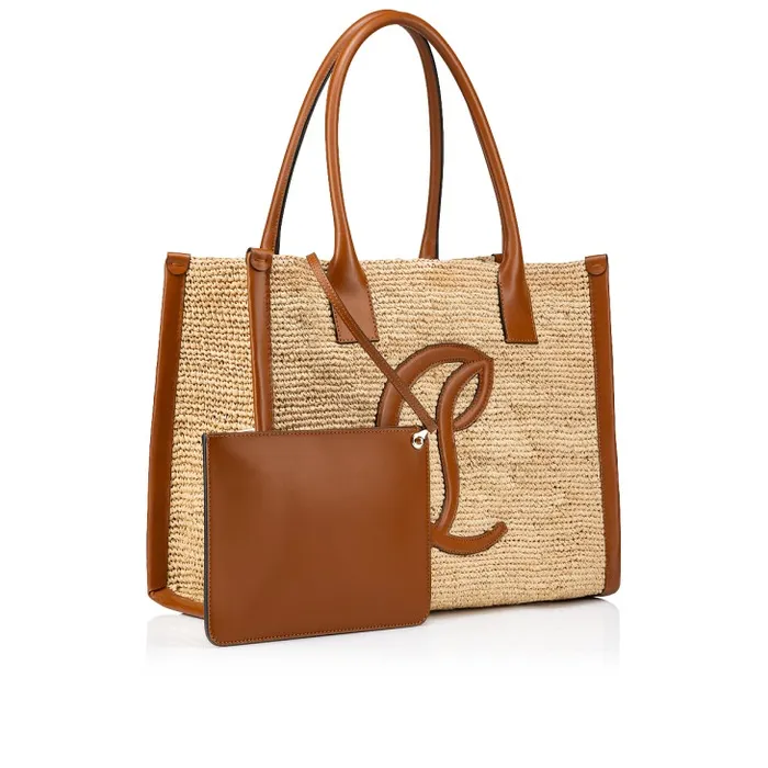 Women By My Side Large Tote Bag 8211 Raffia And Calf Leather 8211 Natural Christian Louboutin Totes