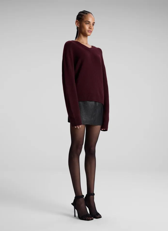 Women Calven Cashmere V Neck Sweater Burgundy ALC Knitwear