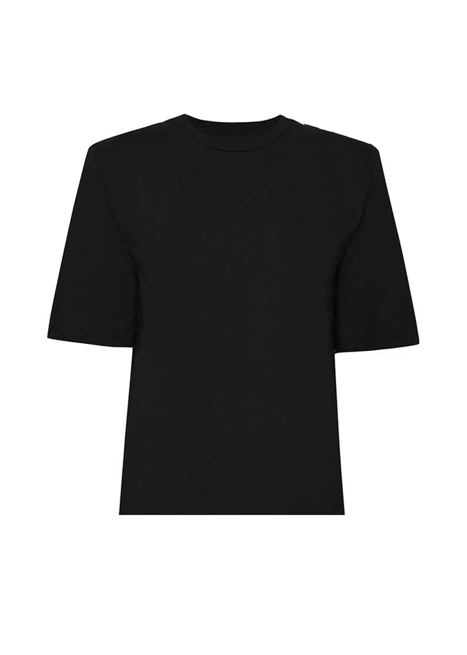Women Carrington Padded Shoulder Tee 8211 Black The Frankie Shop Tops