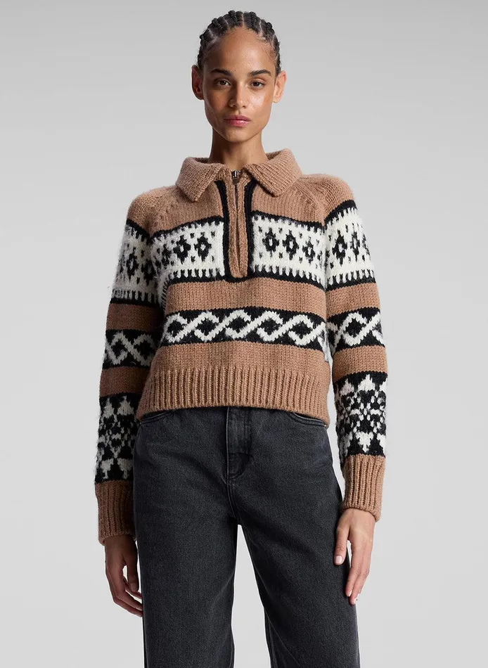 Women Carter Merino Fairisle Sweater Camel Multi ALC Tops