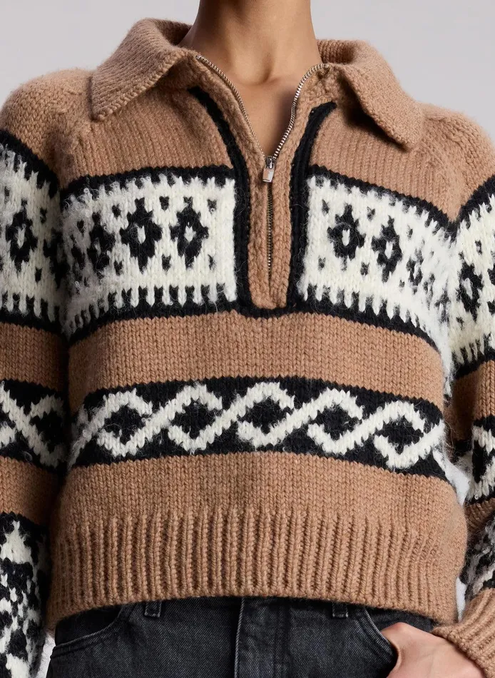 Women Carter Merino Fairisle Sweater Camel Multi ALC Tops