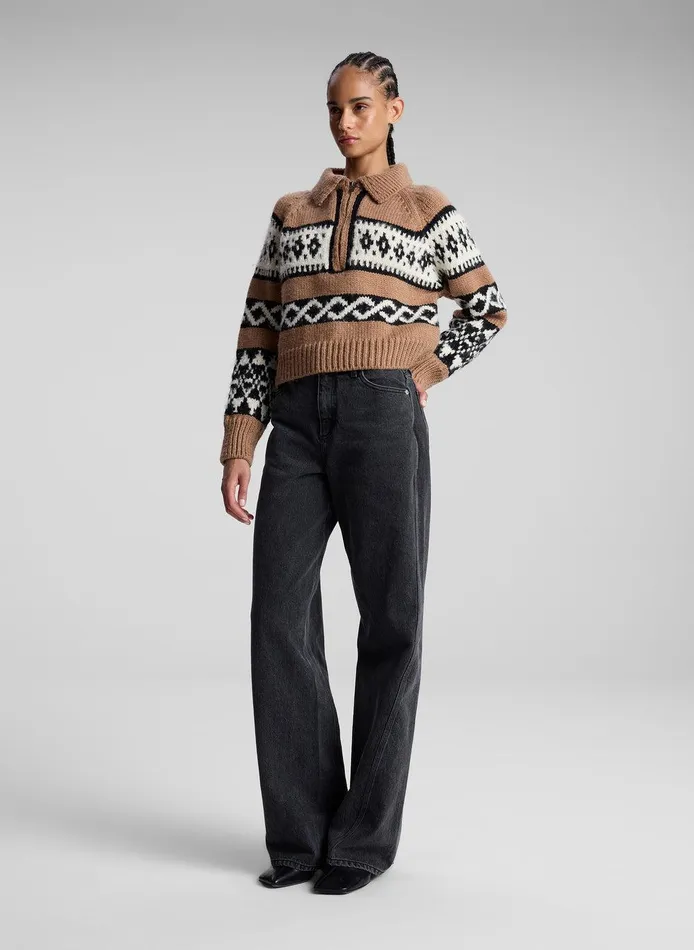 Women Carter Merino Fairisle Sweater Camel Multi ALC Tops